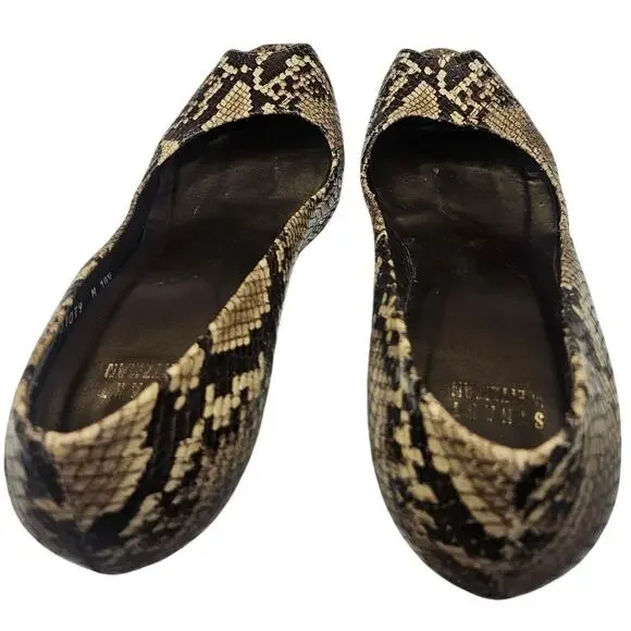 Stuart Weitzman Snakeskin Heels Brown Cream 4" Heel Sz 10.5M - Picture 6 of 10